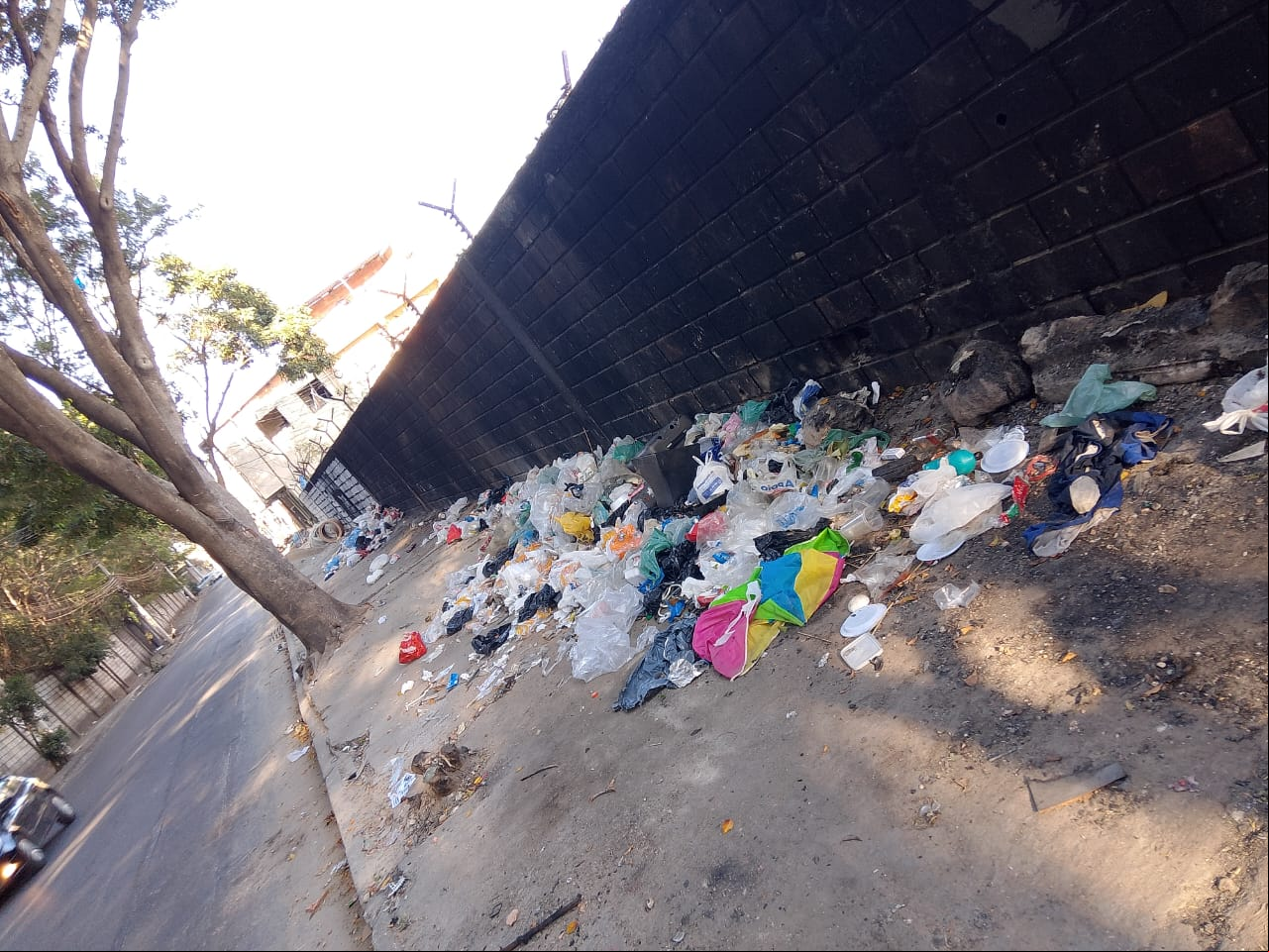 A moradora reclama que em alguns dias é impossível andar pela calçada.